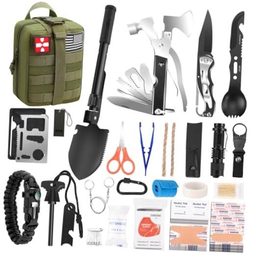 Gifts for Men Fathers Day Dad, Survival Kit, 150 PCS Survival Gear and Green