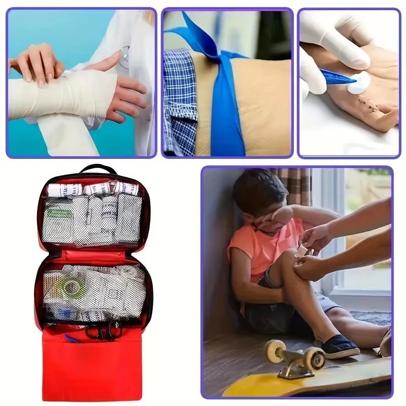 160 Pcs First Aid Car Kit Medical Emergency Trauma Basic Tactical Survival Bag