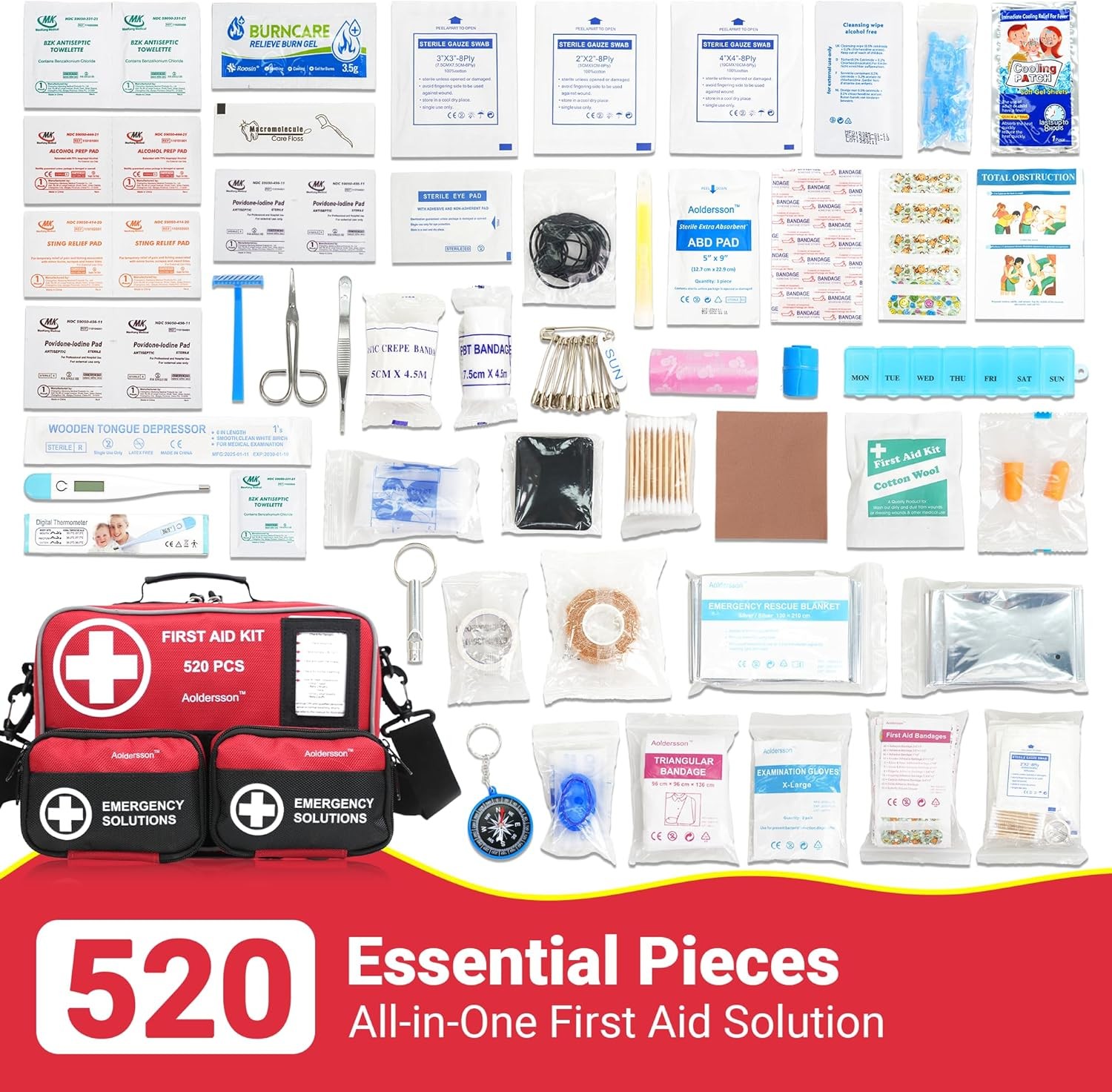 520pc First Aid Kit Large Emergency Survival Medical Set for Car Home Camping