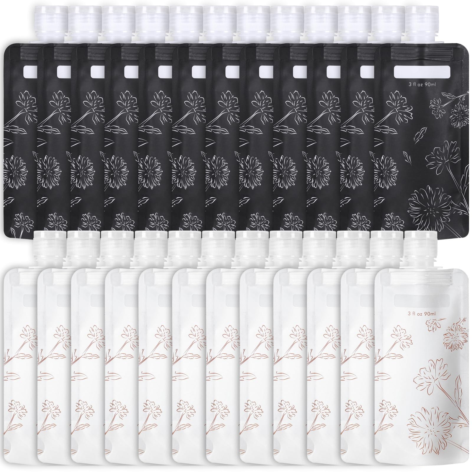 PACKISM 24 Pack Travel Pouches 24pcs, Chamomile Black/Chamomile Beige
