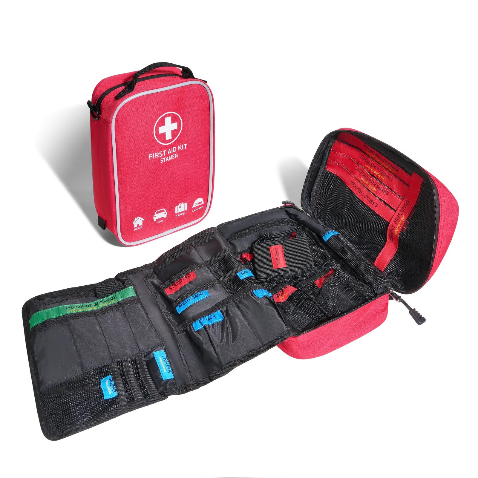 First Aid Bag Empty Large Medical for Travel Home Car and Office Red-l