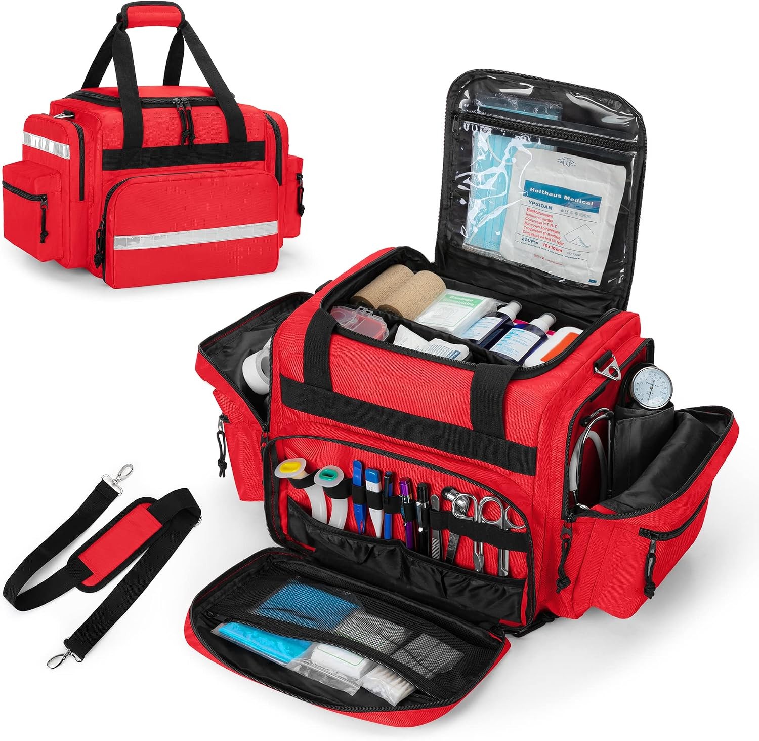 Damero Professional Medical Bag Empty Trauma Bag Red