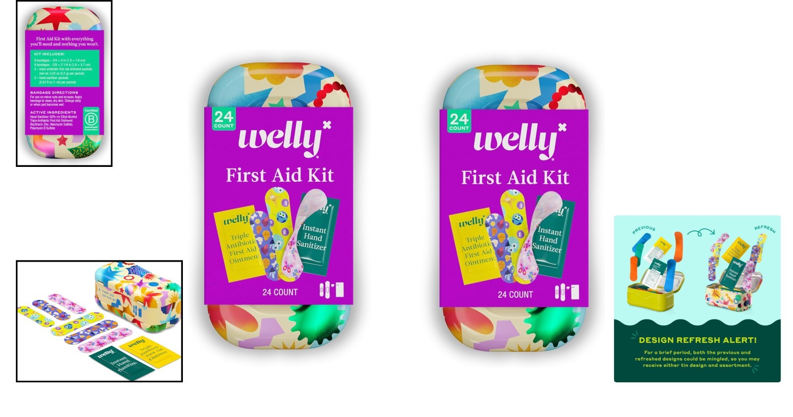 On The Go First Aid Kit – Flexible Bandages, Ointment & Hand Sanitizer, 2 Pack