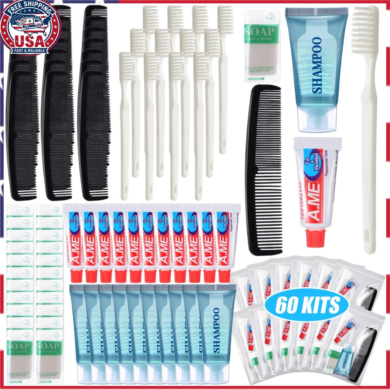 Ziliny 60 Pcs Homeless Hygiene Kits Travel Toiletry Care Package