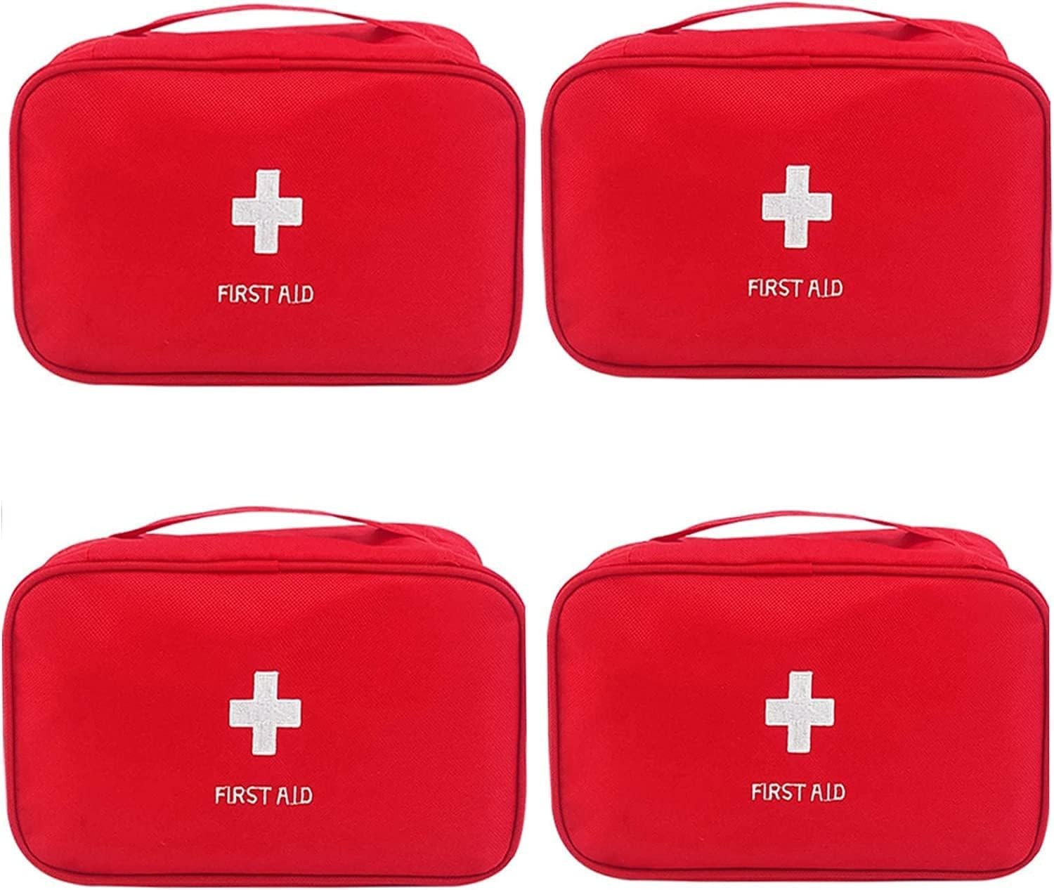 Stylifeo 4 Pack First Aid Bag Empty 9 inches x 5 x 3 inches, Red
