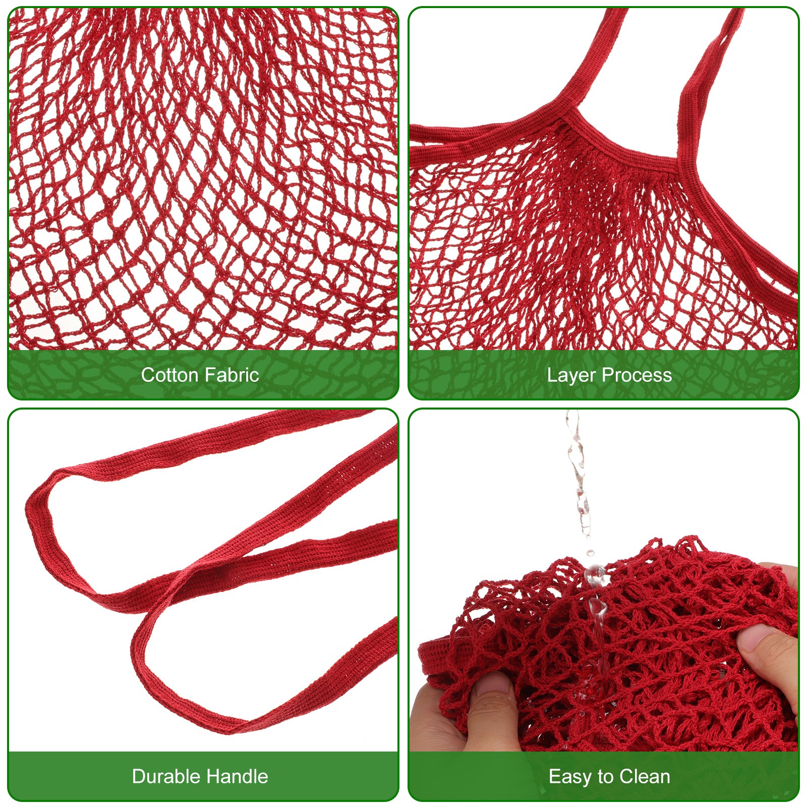Reusable Mesh Produce Storage Bags Set of 5Pcs,Multicolor, Short Handle