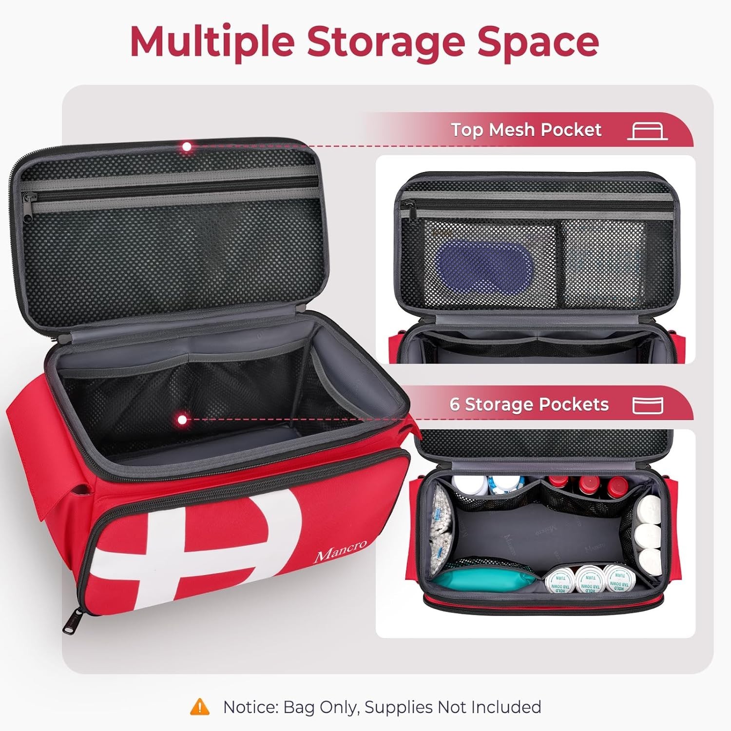 Medical Bag for Nurses & EMT – Multi-Pocket First Aid Travel Organizer – Empty