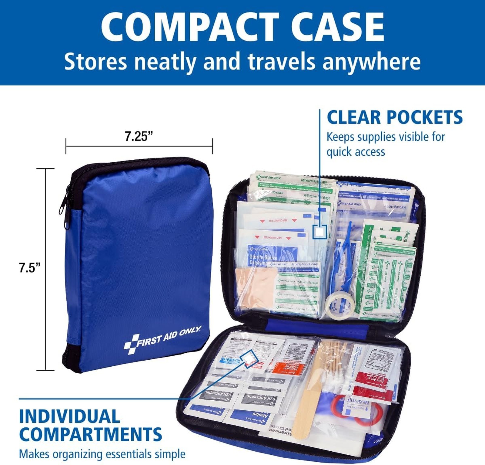 All-Purpose First Aid Kit 299 Pieces Travel Camper Car Home Office Compact