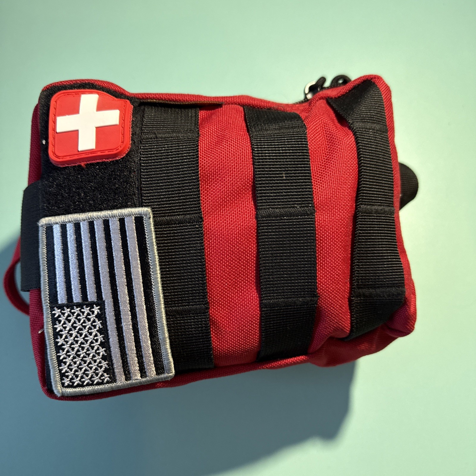 Emergency Survival Kit and First Aid Bag (Bag Only) Red Black Flag