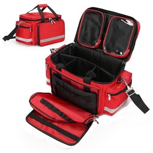 Empty First Aid Medical Bag – Nurse & Therapist Storage with Detachable Divider,