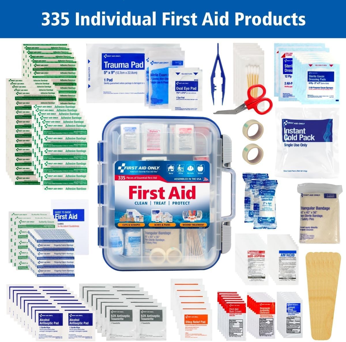 OSHA-Compliant First Aid Kit, All-Purpose 100-Person Emergency First Aid Kit for