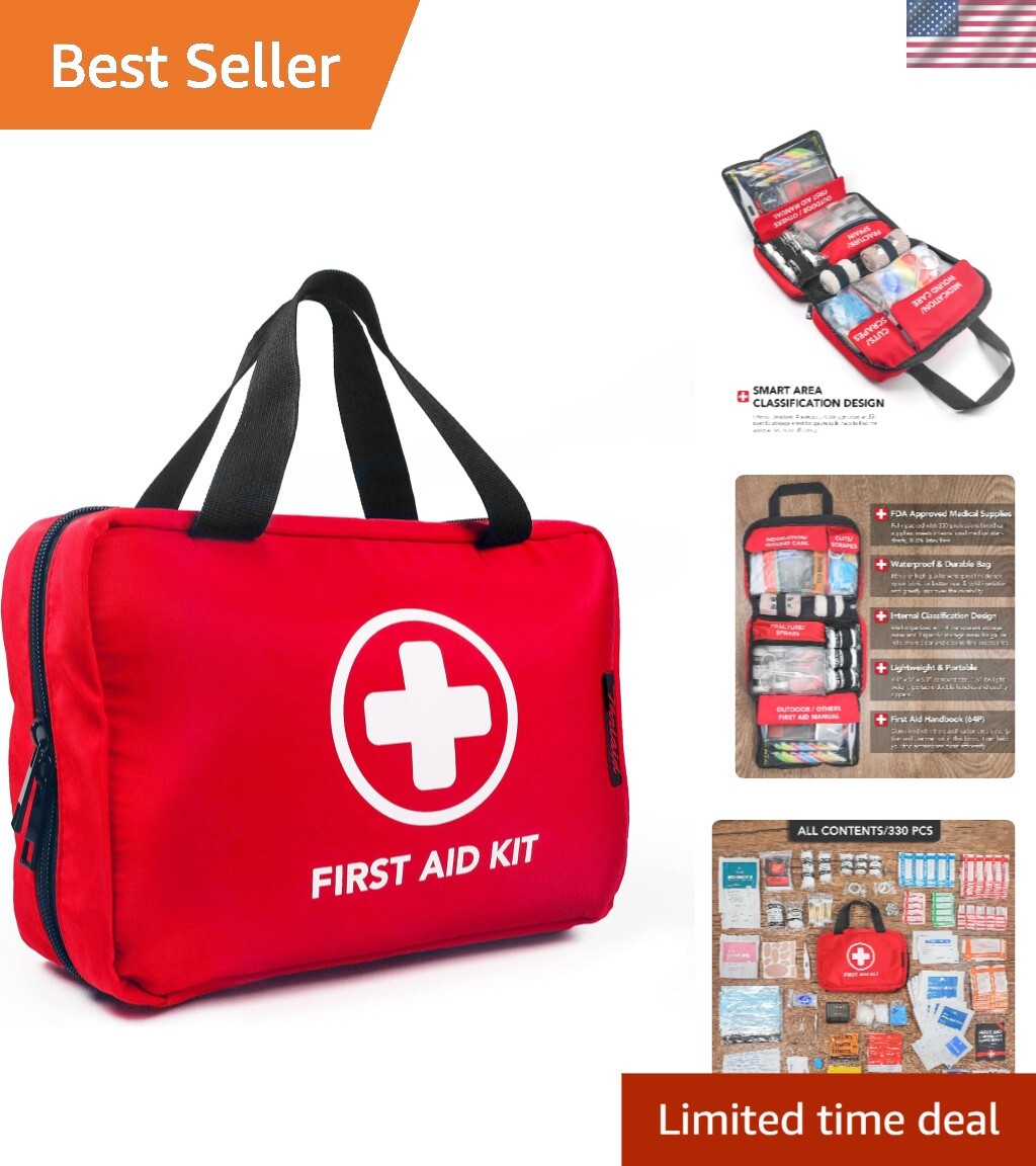 Durable Waterproof First Aid Kit – 330 Essential Supplies for All Emergencies