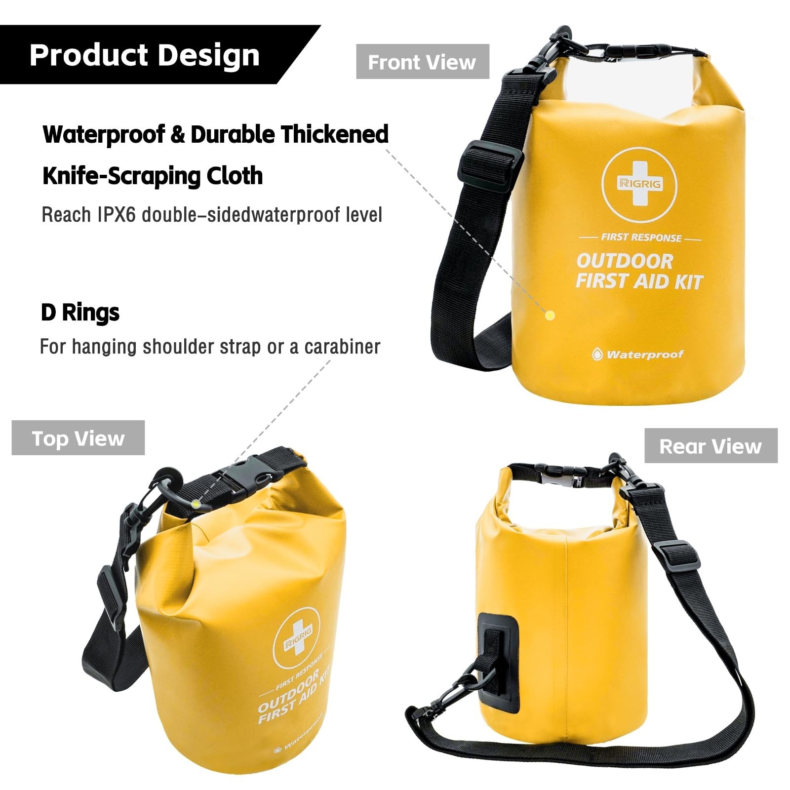 186 Pcs Waterproof First Aid Kit – Portable Survival Gear for Boating, Camping,