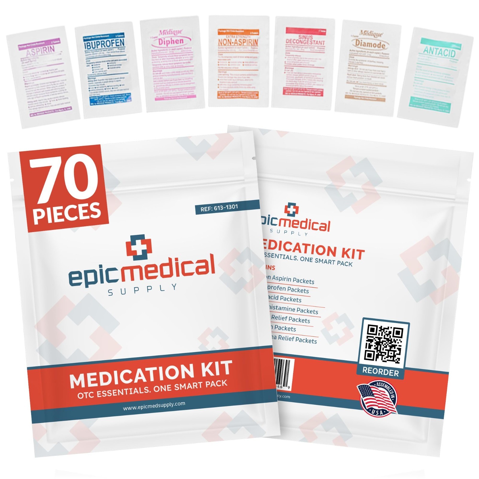 First Aid Kit Medication Refill – 70-Count Unit Dose Packets for Travel, Office,
