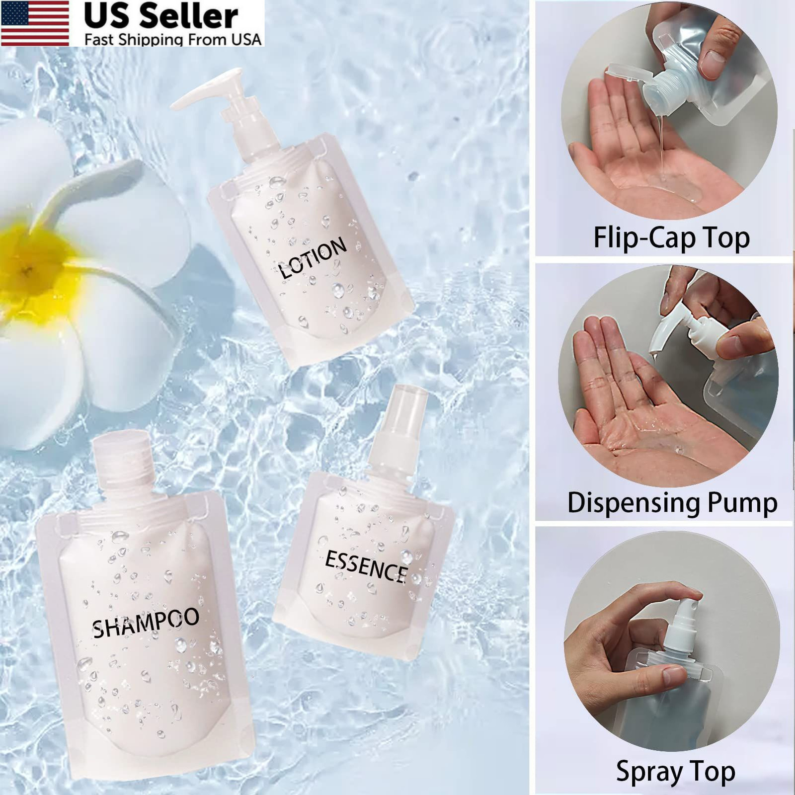 29 PCS Travel Size Refillable Empty Squeeze Pouch TSA Approved 29Pcs, Clear