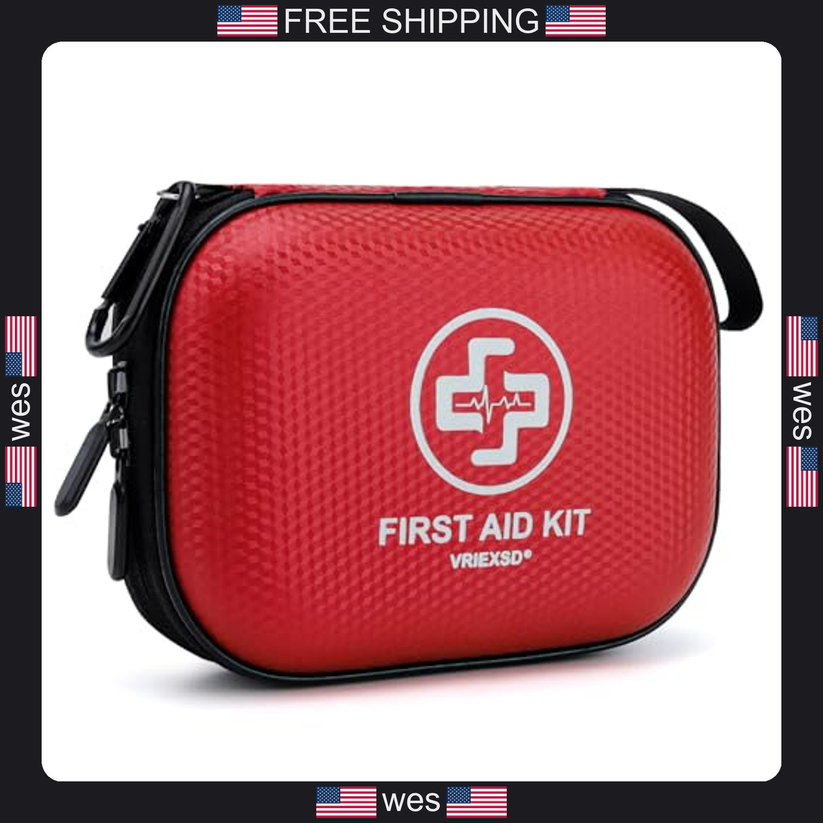 150 Piece First Aid Kit Red Waterproof EVA Medical Case for Travel and Camping