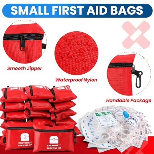 20 Mini First Aid Kits Bulk – Travel Size Emergency Supplies for Hiking, Sports,