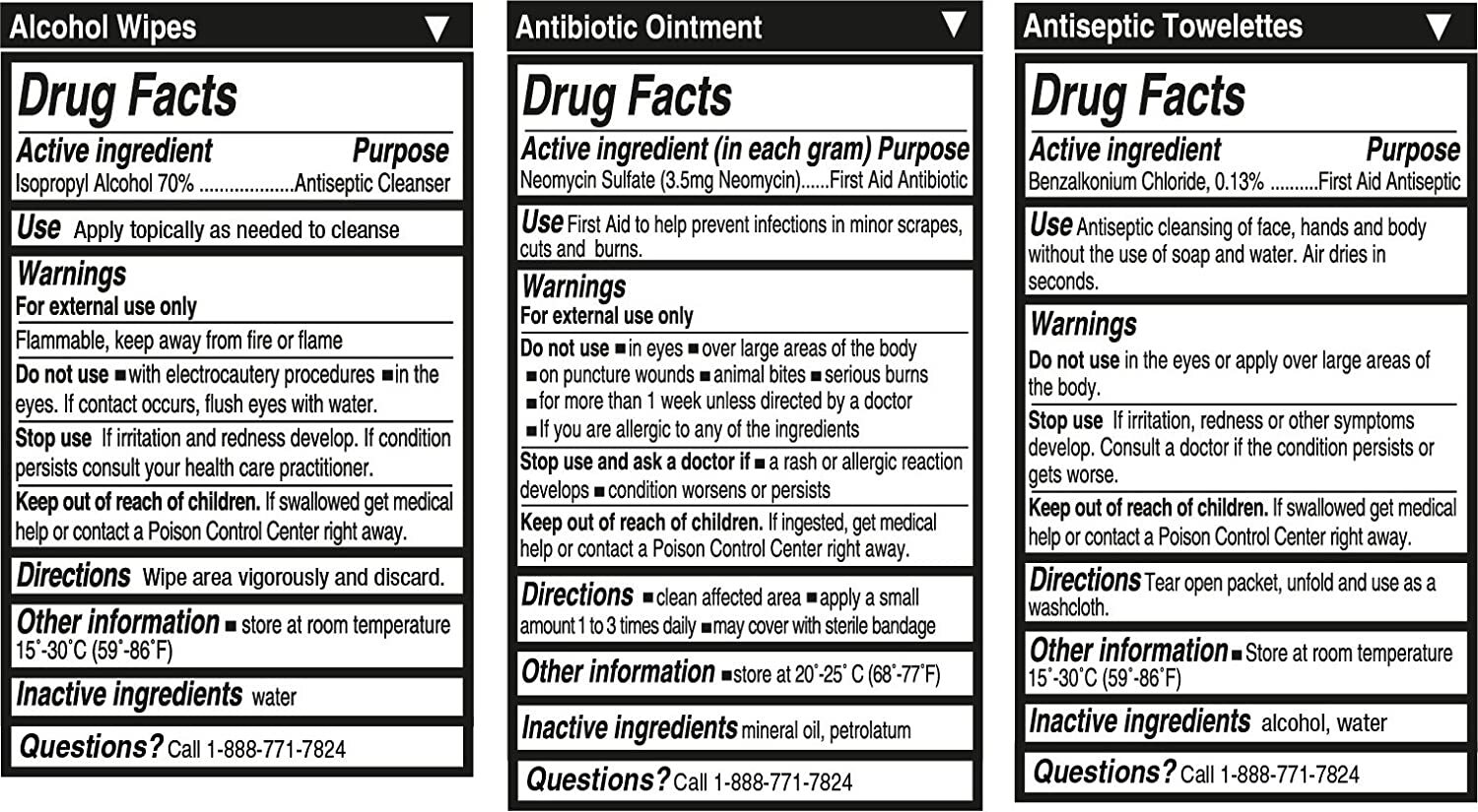 100 Piece First Aid Kit, Clean, Treat & Protect Most Injuries Isopropyl Alcohol
