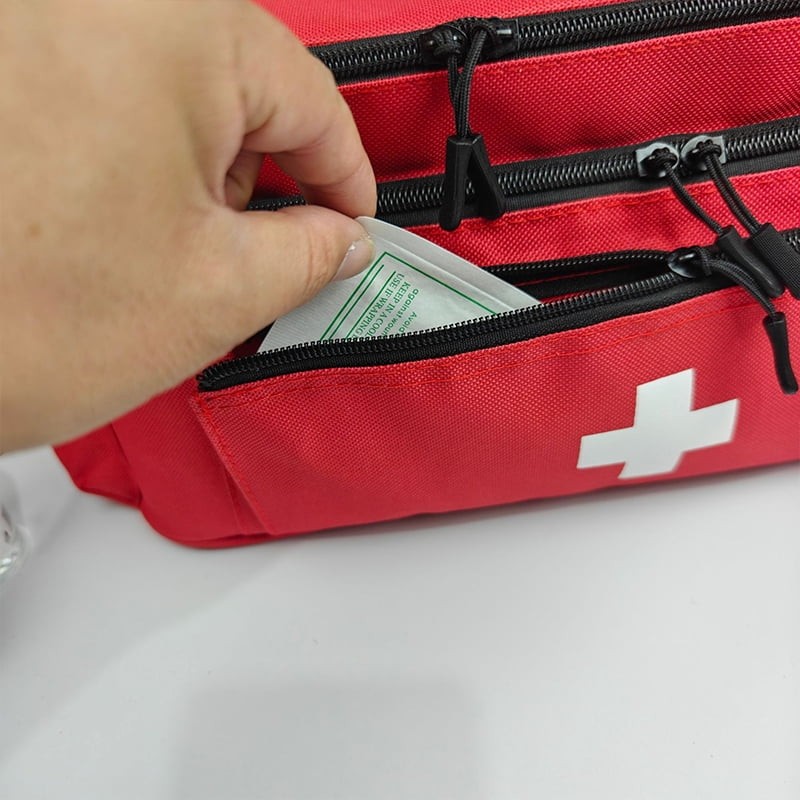 Multi-Compartment Travel First Aid Bag Medical Storage Organizer Empty Bag Red