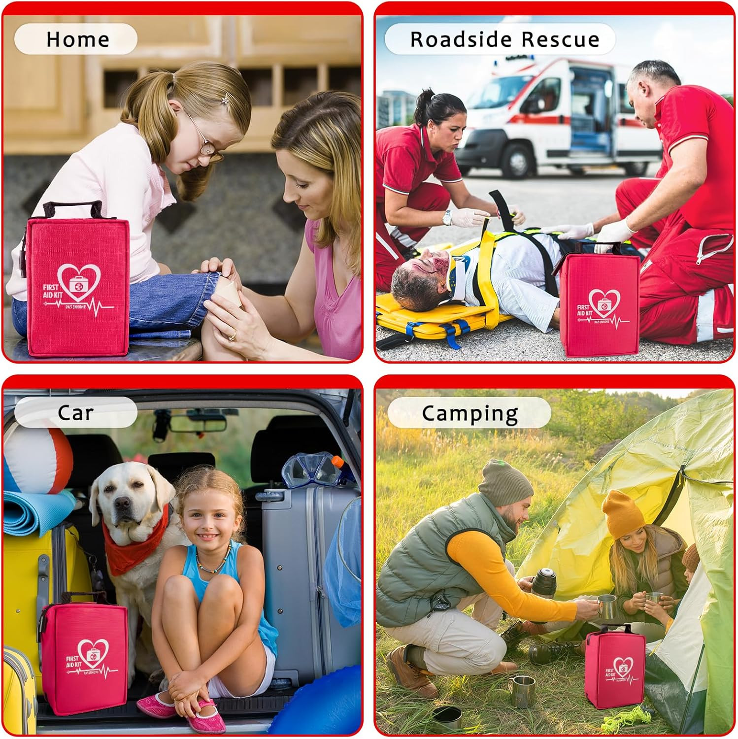 First Aid Kit with Rapid-Response Labeled Compartments, Compact Waterproof Emerg
