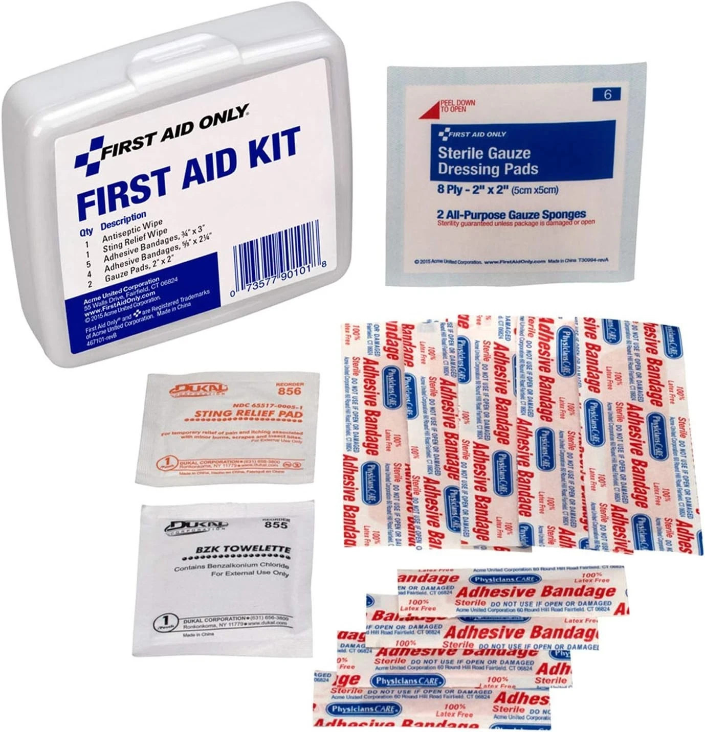First Aid Only PhysiciansCare On-The-Go Emergency 13 Piece Set, White