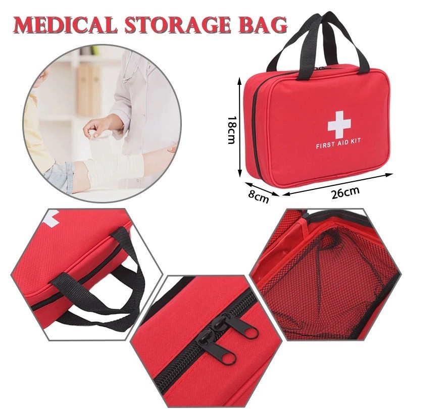 FIRST AID KIT BAG EMERGENCY MEDICAL TRAVEL HOME CAR TAXI WORKPLACE BOX US STOCK