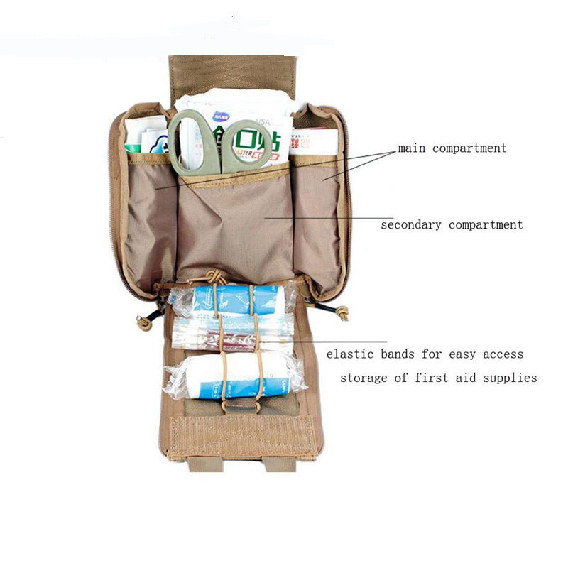 Tactical Compact MOLLE EMT First Aid Utility Portable Medical Pouch Bag Tan