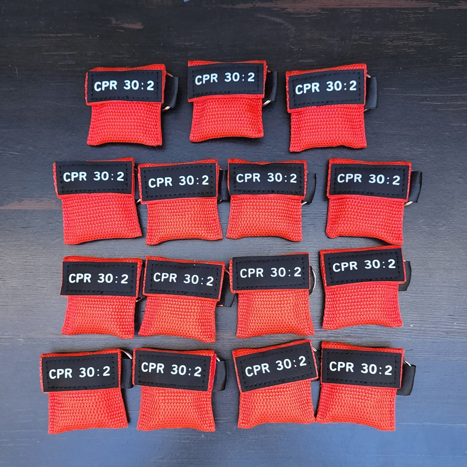 Lot of 15 Face Shield Masks in CPR Rescue Pocket Keychains imprinted "CPR 30:2"