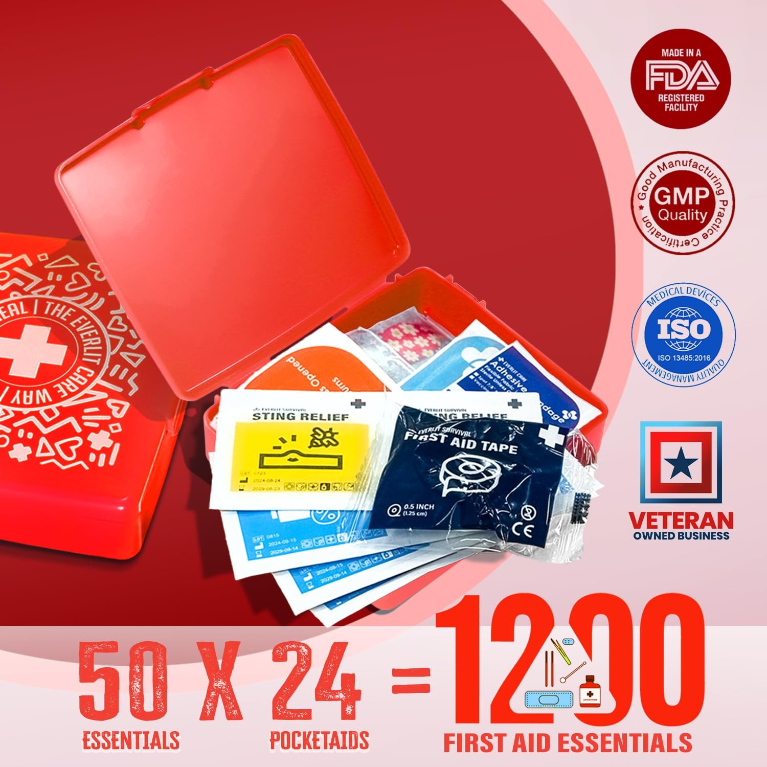EVERLIT Pocket-Aid Mini First Aid Kit | Compact, Portable Hard-Shell Cases of…