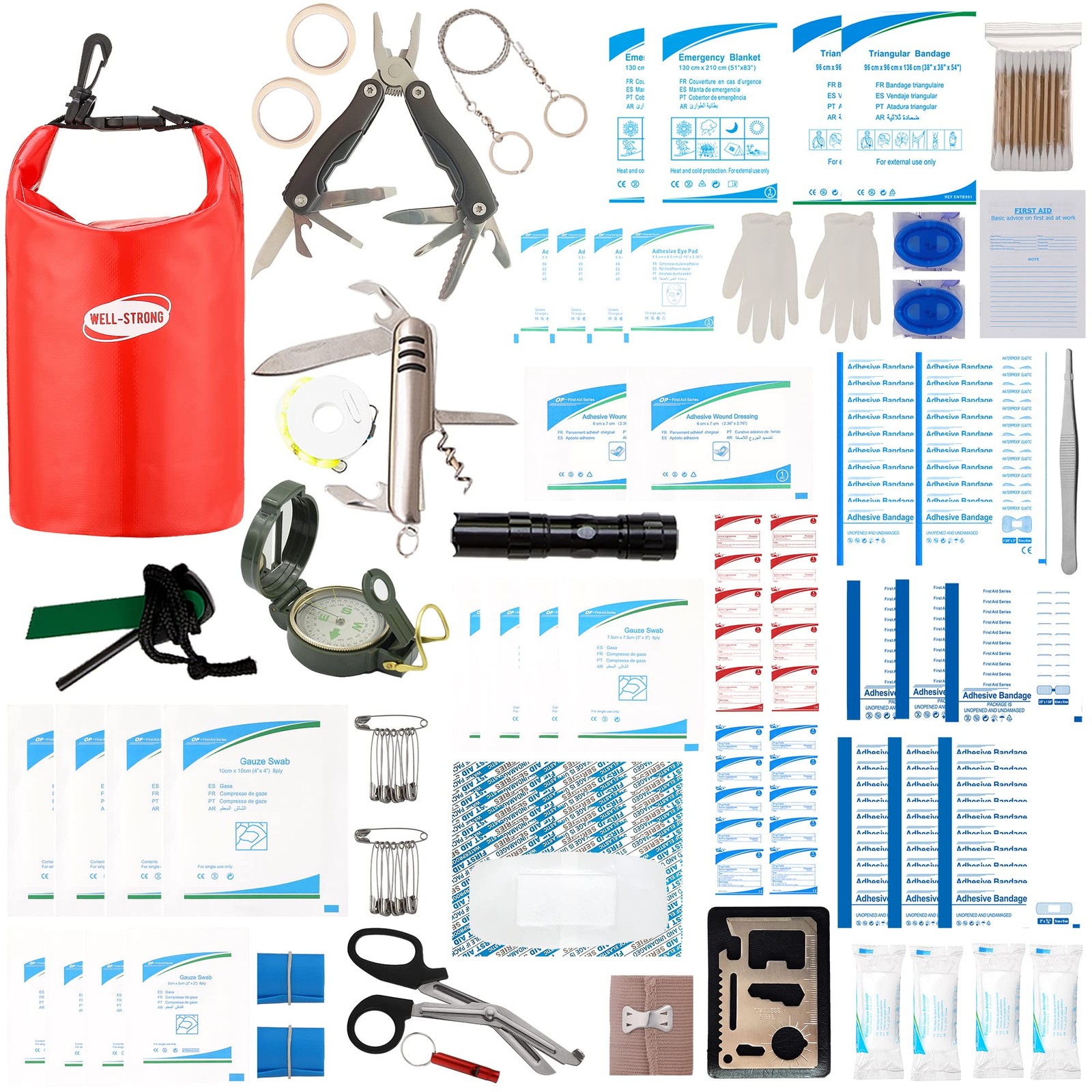 WELL-STRONG Waterproof Boat First Aid Kit – 3L Roll Top WS023-Survival-Red