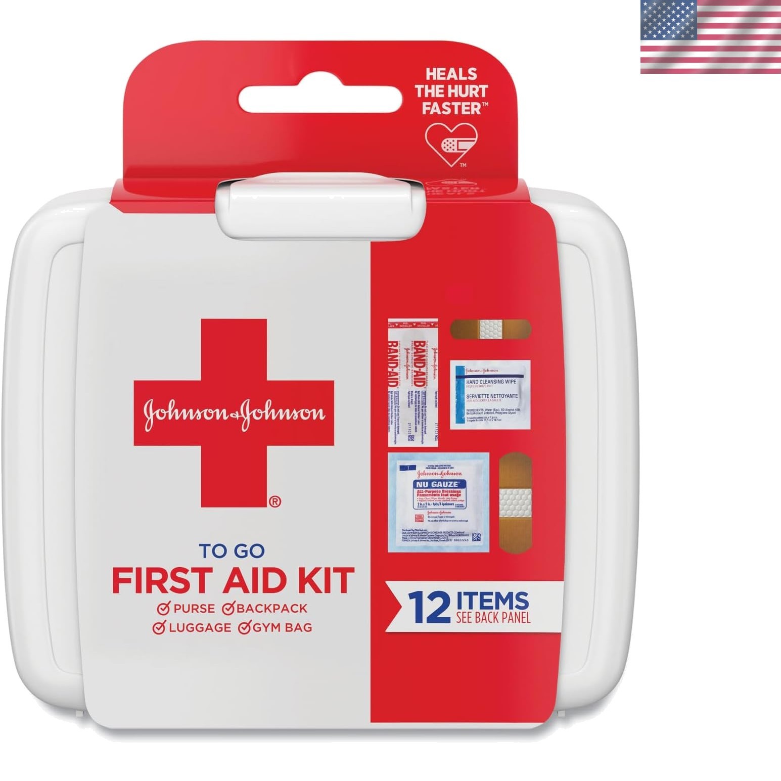Johnson & Johnson First Aid to Go Portable Mini Travel Kit, 12 Pieces