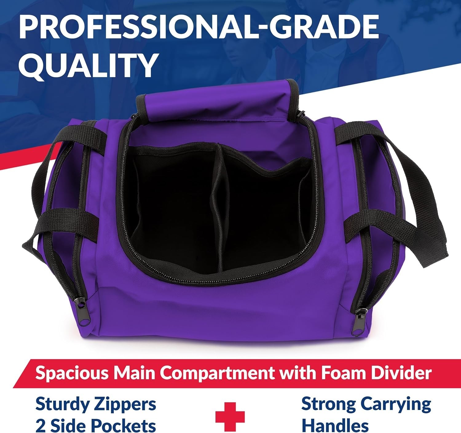 Portable First Aid Bag with Large Main Compartment and Strong Carry Handles