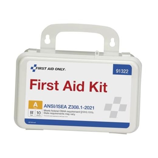 91322 ANSI A 2021 and OSHA Compliant First Aid Kit, 10-Person (Pack of 1)