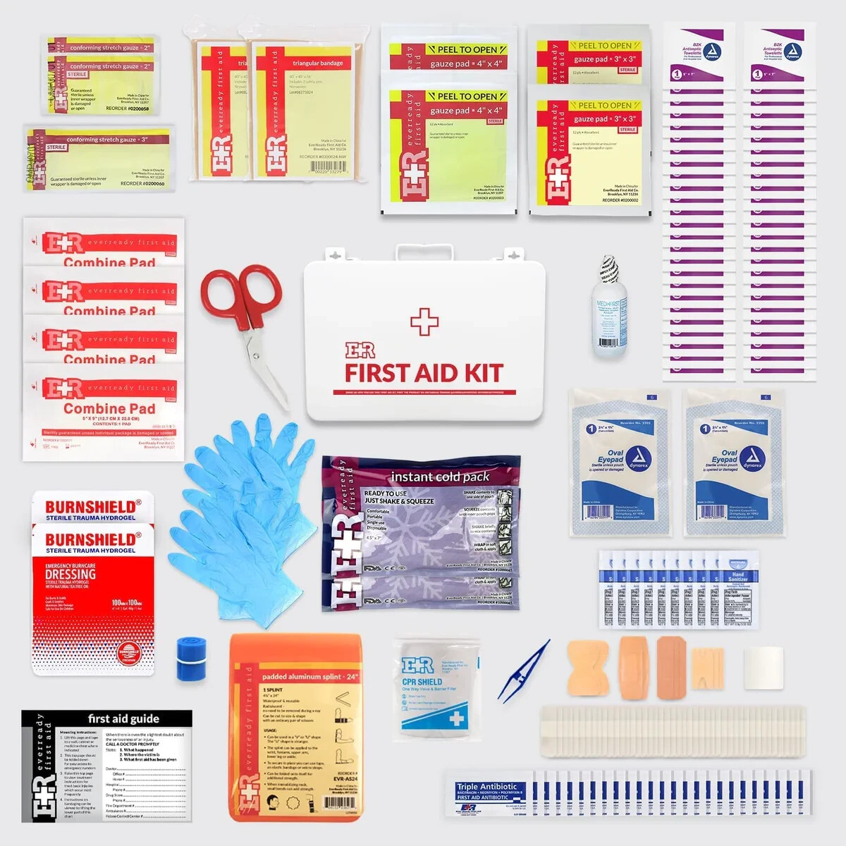 Ever Ready First Aid Class B ANSI Compliant First Aid Kit in Metal – 178 Pieces