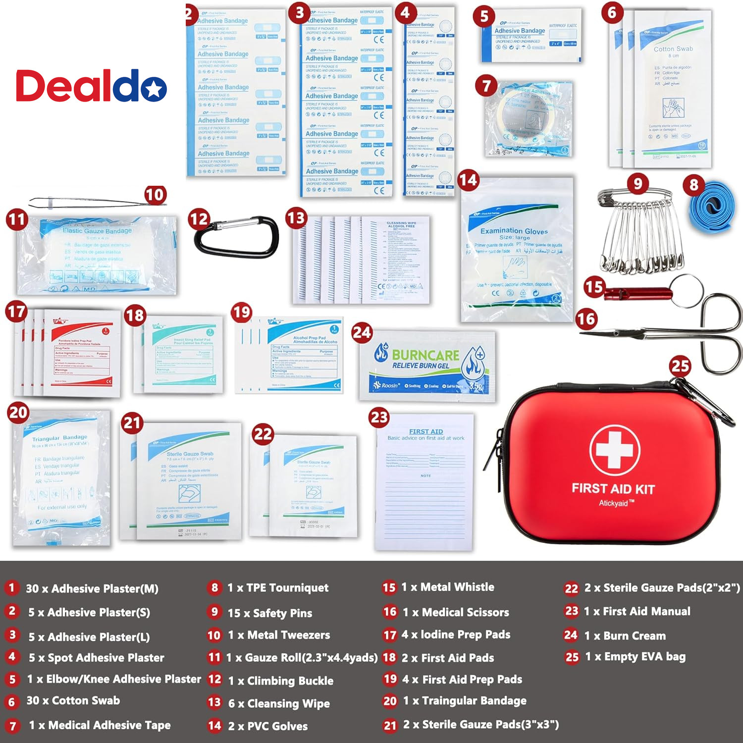 Mini First Aid Kit – 120 Piece Small Waterproof Hard Shell Medical Kit for Car,