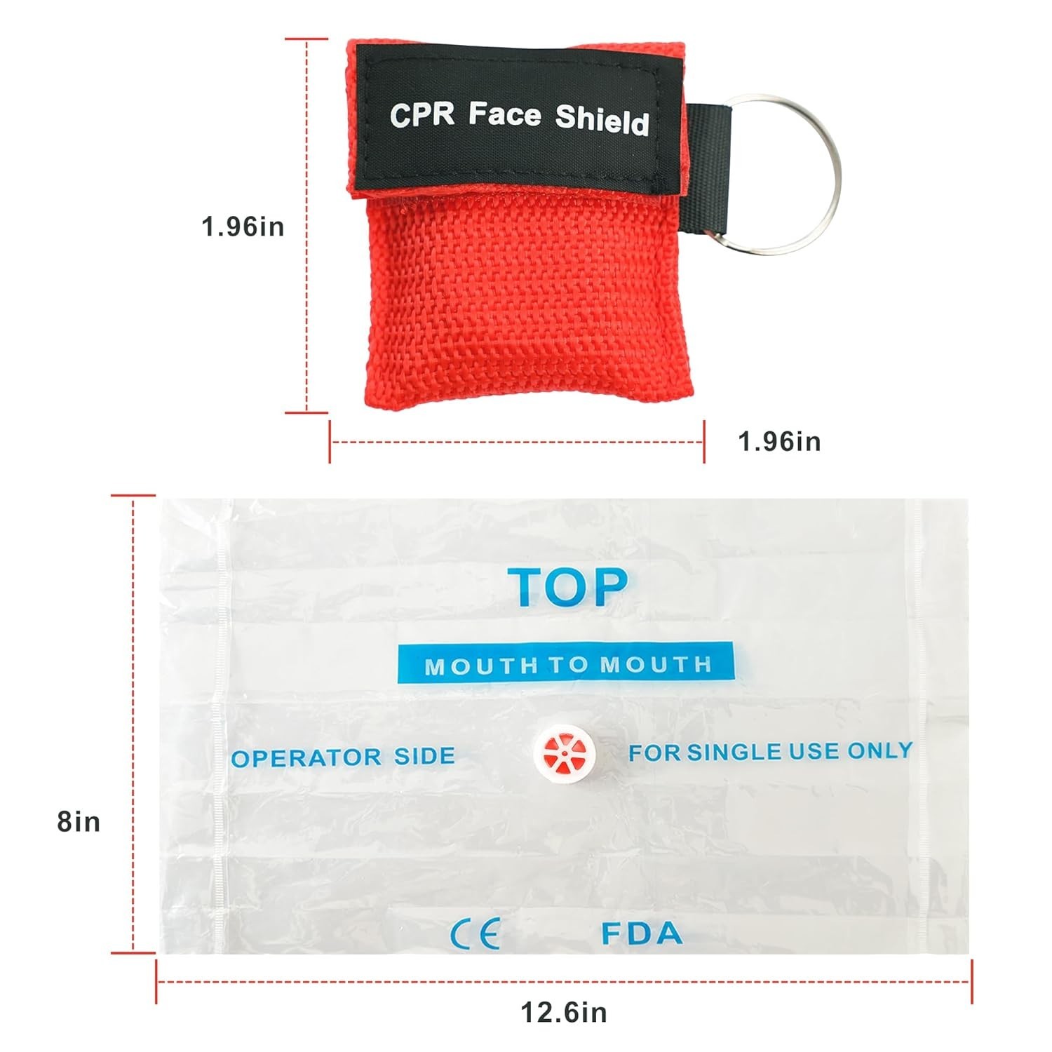 50 Packs CPR Pocket Mask, CPR Face Shield for Keychain, One-Way CPR Emergency…