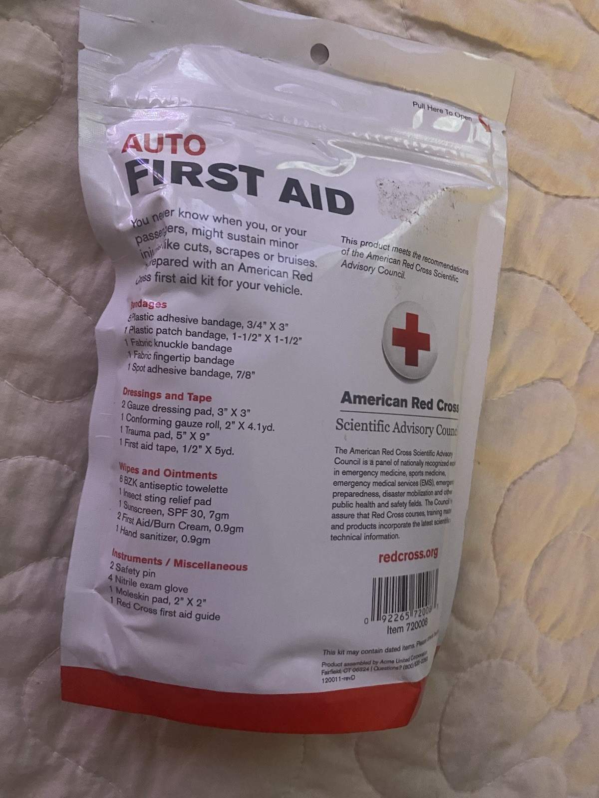 First Aid Only American Red Cross Plastic Auto First Aid Zip Kit