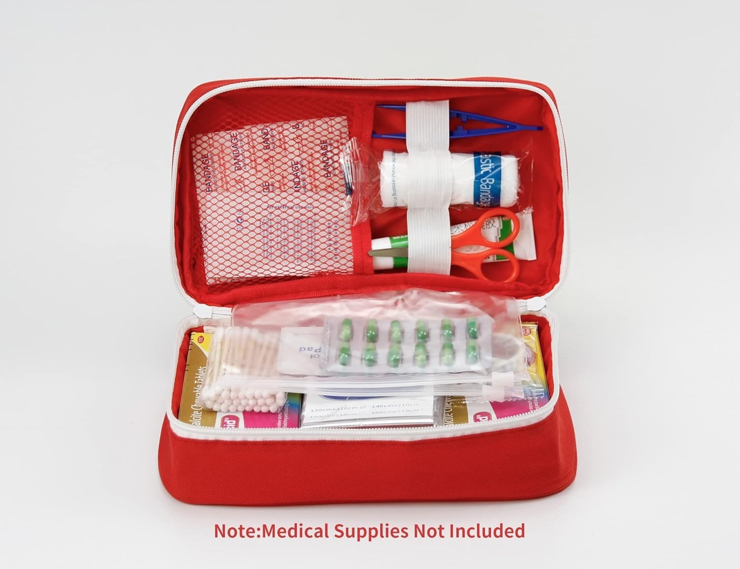 Portable Empty First Aid Kit Bag, Red Travel Medicine Pouch Small Medical Bag
