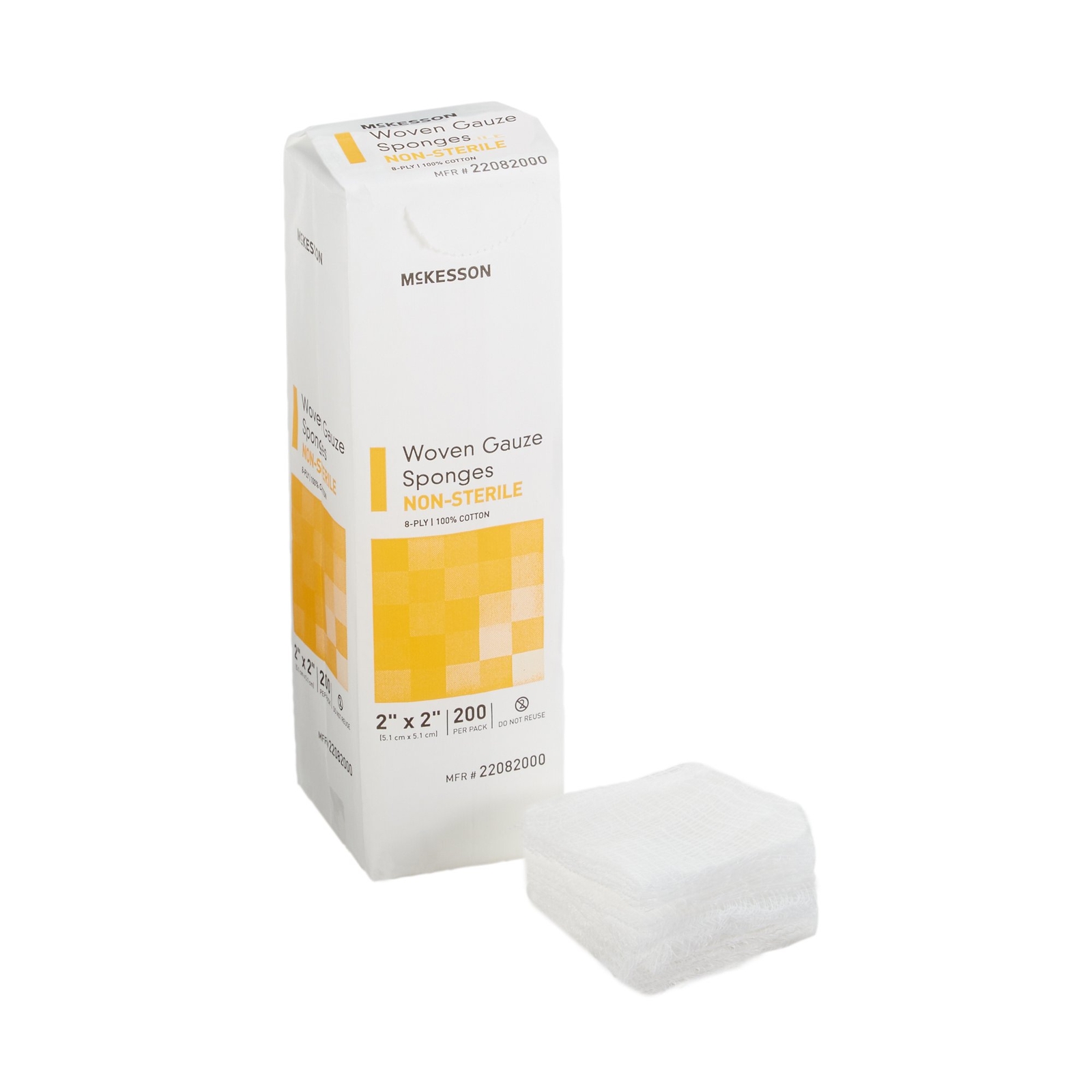 Gauze Sponge McKesson 2 X 2 Inch 8-Ply NonSterile 200 per Pack #22082000