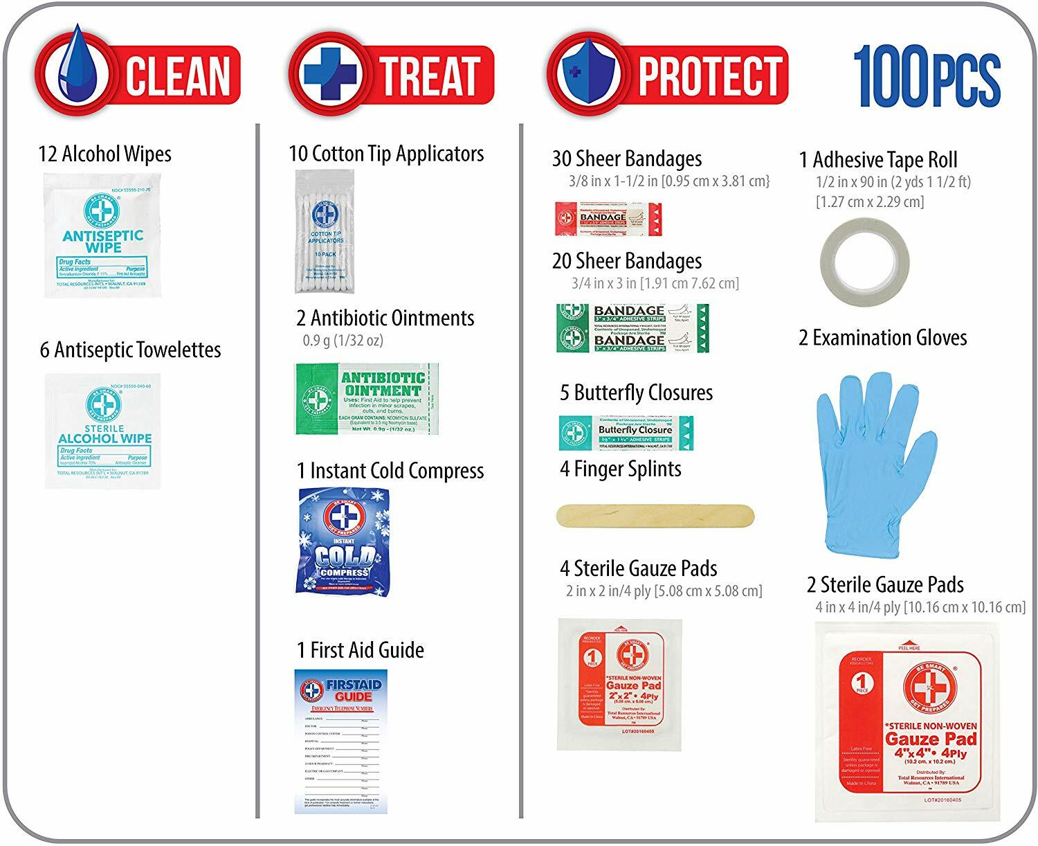 First Aid Kit Emergency Box Home Office Travel Car Vehicle Camping – 100 Pieces
