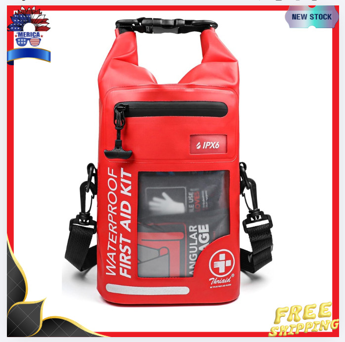 New 250PC Waterproof First Aid Kit Boat Dry Bag Emergency Medical Red