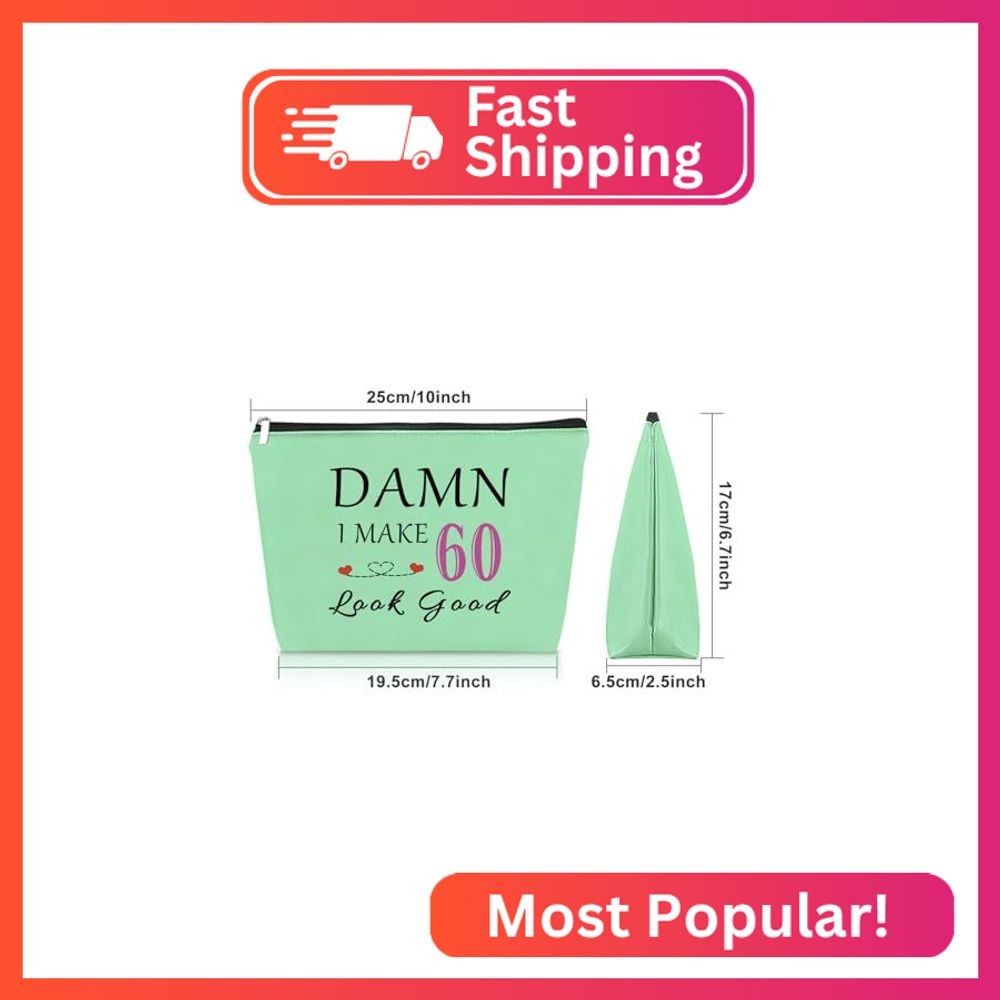 60th Birthday Gifts for Wife Green Makeup Bag 60 Year Old Birthday Gifts for Wom