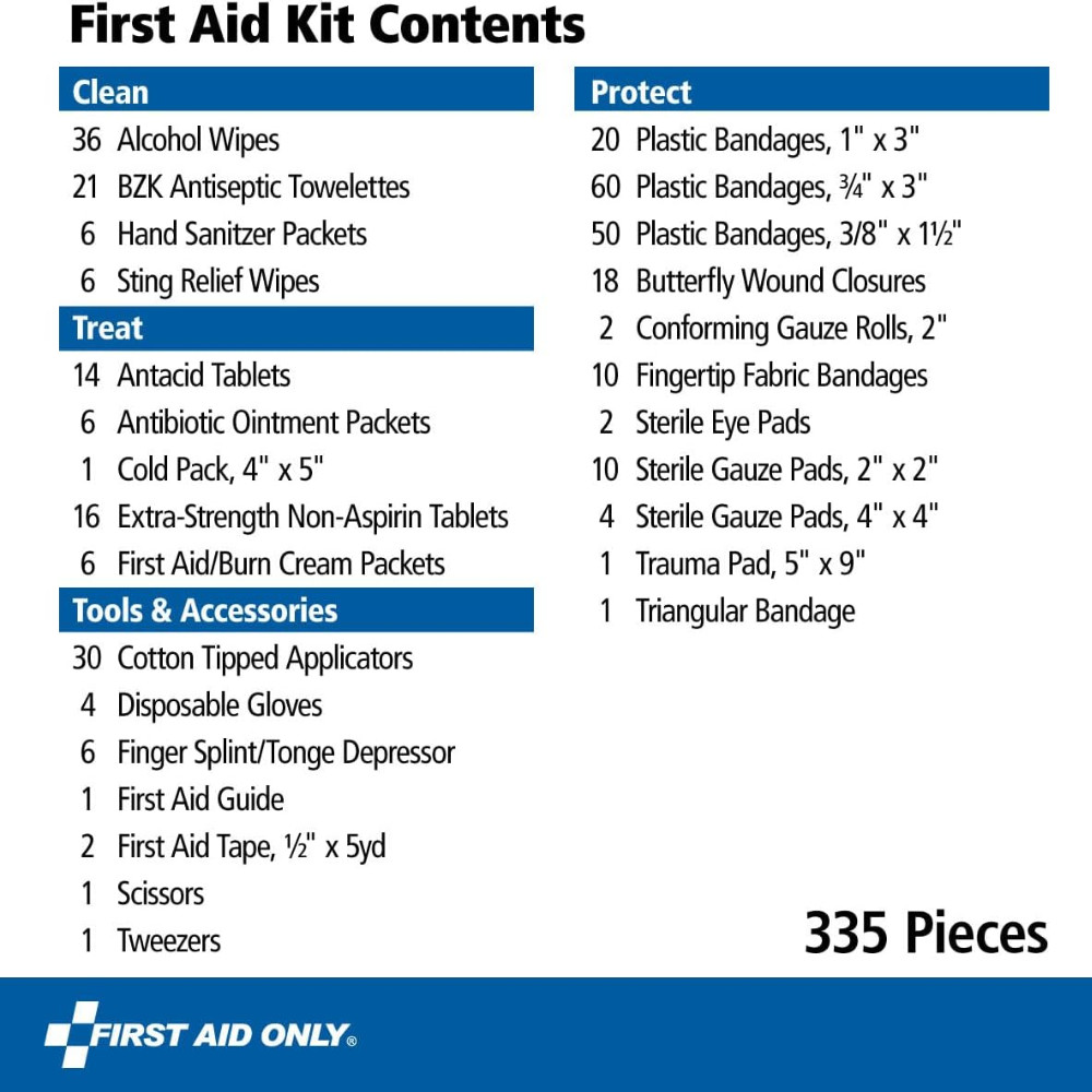 First Aid Only 335 Piece First Aid Kit, OSHA Compliant, All-Purpose 100-Person