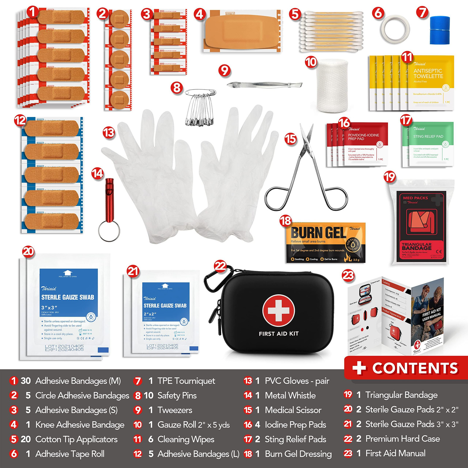 Mini First Aid Kit, 100 Pieces Water-Resistant 100 Count (Pack of 1), Black