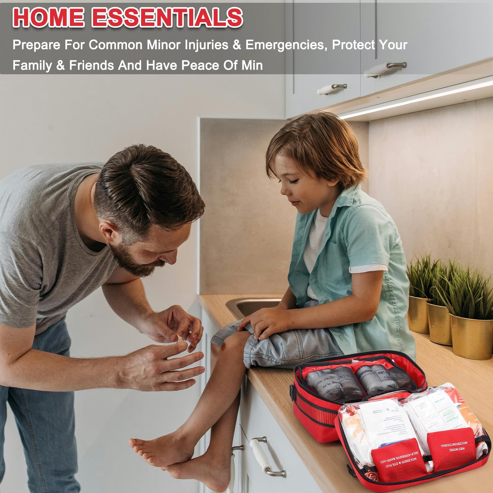 VRIEXSD Premium 450 Piece Large First Aid Kit for Home, Travel, Camping, Red