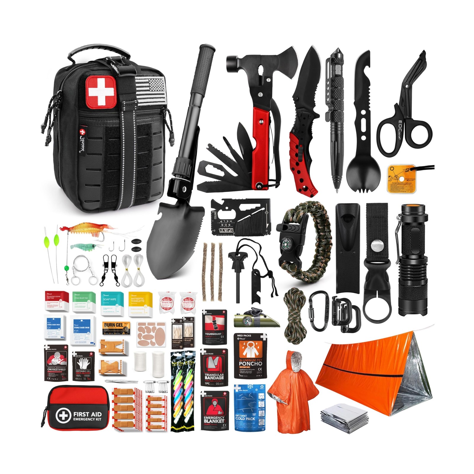 Survival First Aid Kit, 190 Pcs Survival Gear and Medical Supplies, Military …