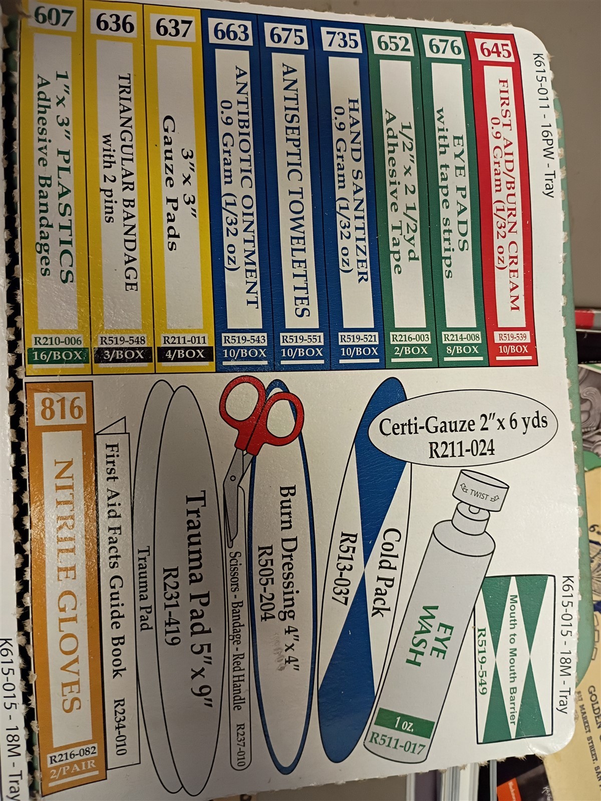 First Aid Supplies 16PW Class A First Aid Supplies 2 Tray Supplies
