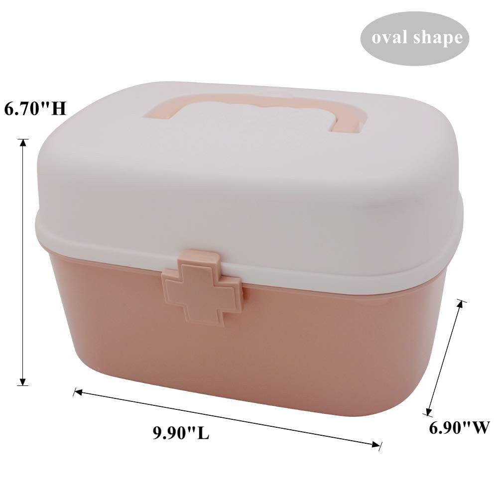 BangQiao Plastic First Aid Storage Box 1 Count (Pack of 1), white&pink