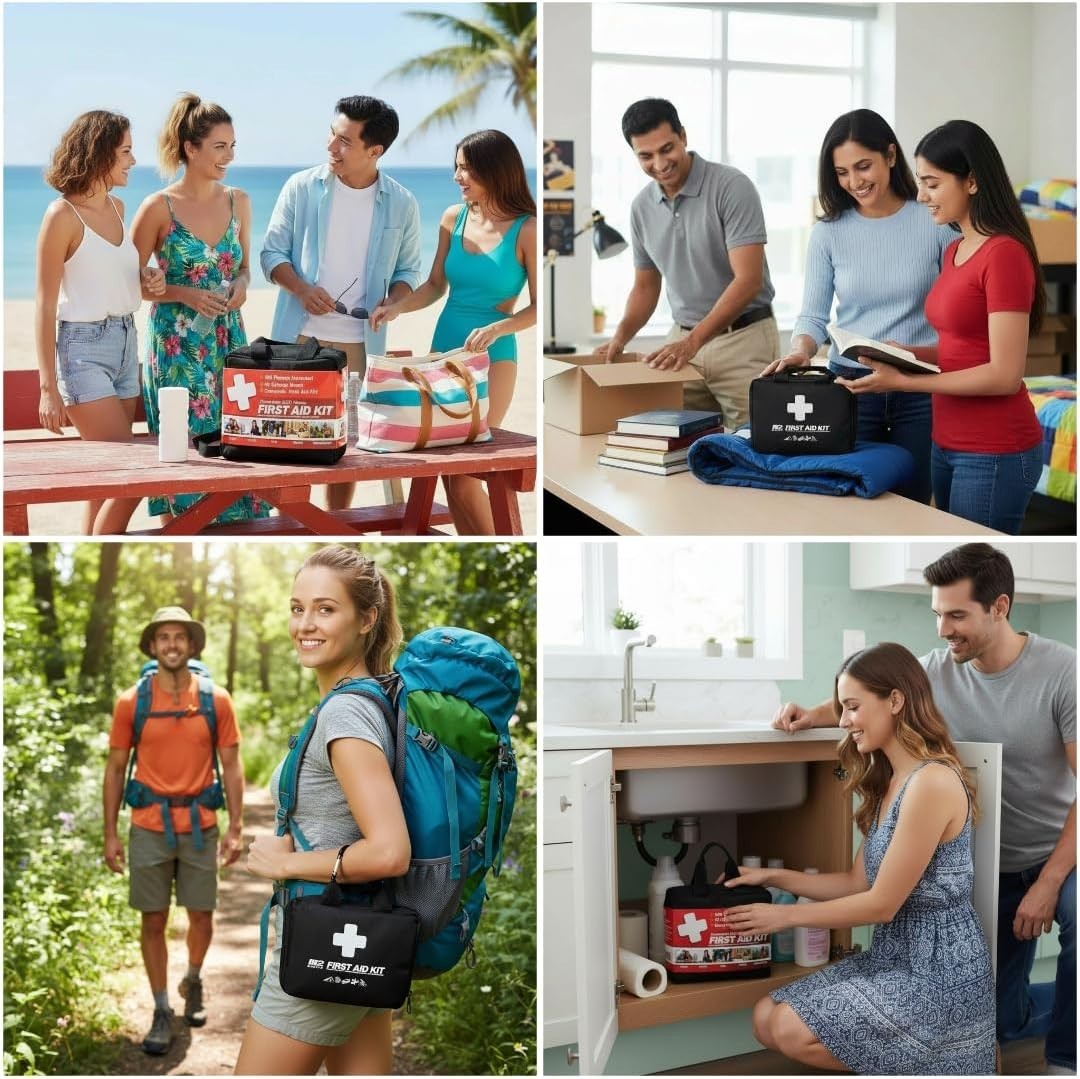Complete 300-Piece First Aid Kit: Portable, Lightweight, & Essential for Safety