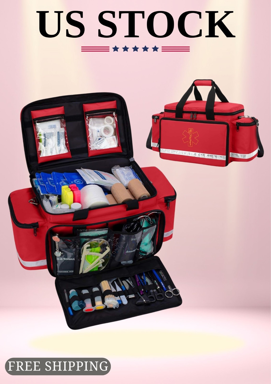 NEW Emergency Responder Trauma Bag Empty Medical Storage Dividers Red BAG ONLY